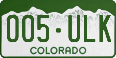 CO license plate 005ULK
