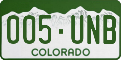CO license plate 005UNB