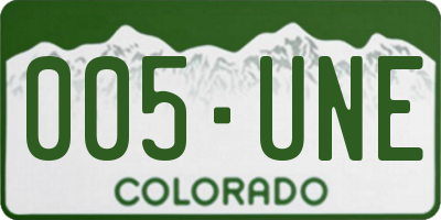 CO license plate 005UNE