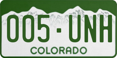 CO license plate 005UNH