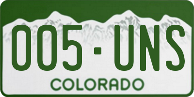 CO license plate 005UNS