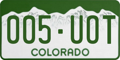 CO license plate 005UOT
