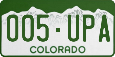 CO license plate 005UPA