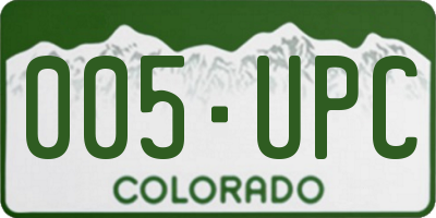 CO license plate 005UPC