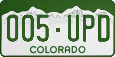 CO license plate 005UPD