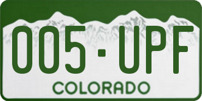 CO license plate 005UPF