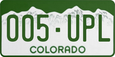 CO license plate 005UPL