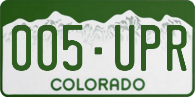 CO license plate 005UPR