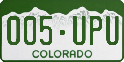 CO license plate 005UPU