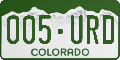 CO license plate 005URD