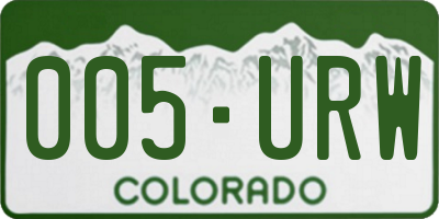 CO license plate 005URW