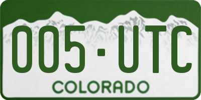 CO license plate 005UTC
