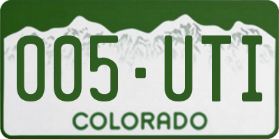 CO license plate 005UTI