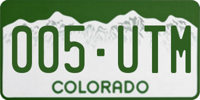CO license plate 005UTM