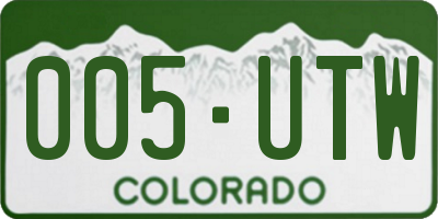 CO license plate 005UTW