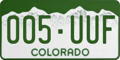 CO license plate 005UUF