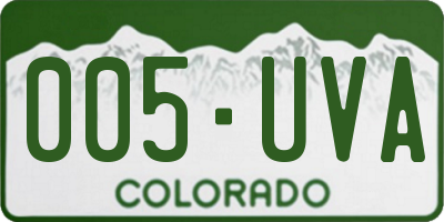 CO license plate 005UVA