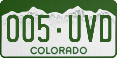 CO license plate 005UVD