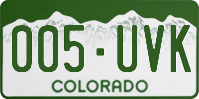 CO license plate 005UVK
