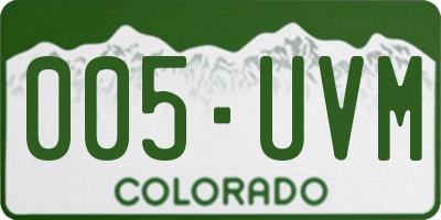 CO license plate 005UVM