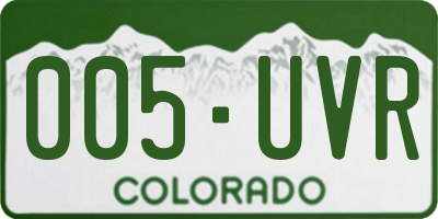 CO license plate 005UVR