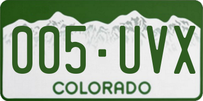 CO license plate 005UVX