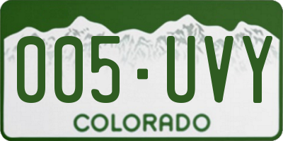 CO license plate 005UVY