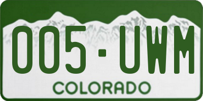 CO license plate 005UWM