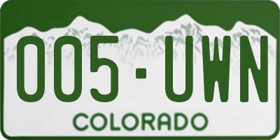 CO license plate 005UWN