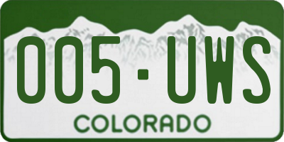 CO license plate 005UWS