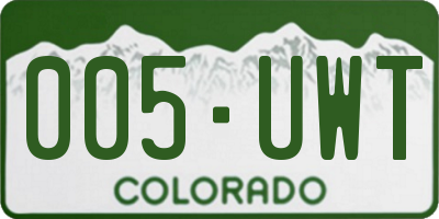 CO license plate 005UWT
