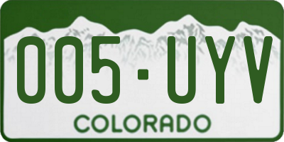 CO license plate 005UYV