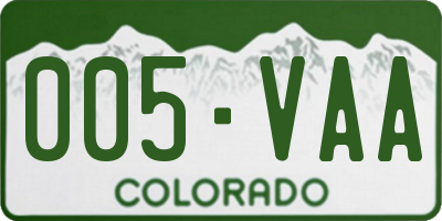 CO license plate 005VAA