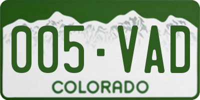 CO license plate 005VAD