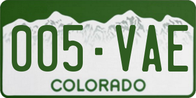 CO license plate 005VAE