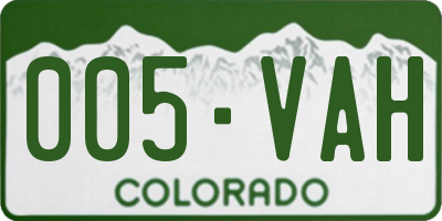 CO license plate 005VAH