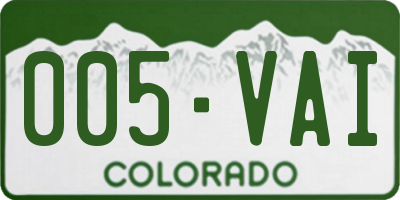 CO license plate 005VAI