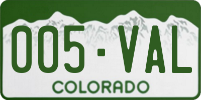 CO license plate 005VAL
