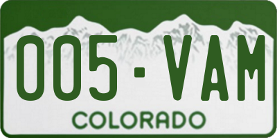 CO license plate 005VAM