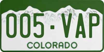 CO license plate 005VAP