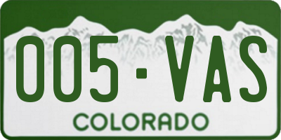 CO license plate 005VAS