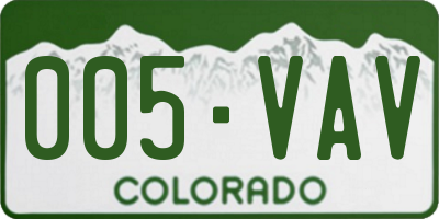 CO license plate 005VAV