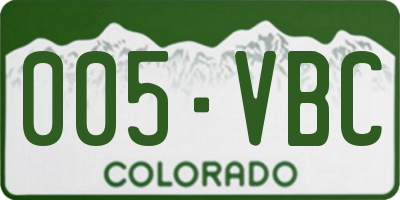 CO license plate 005VBC