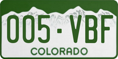 CO license plate 005VBF