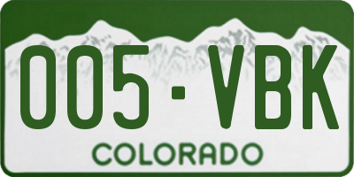 CO license plate 005VBK