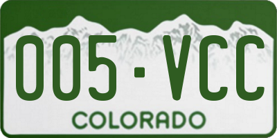 CO license plate 005VCC