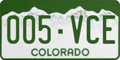 CO license plate 005VCE