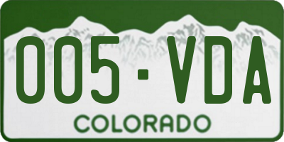 CO license plate 005VDA
