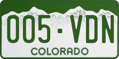 CO license plate 005VDN