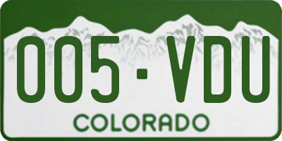 CO license plate 005VDU